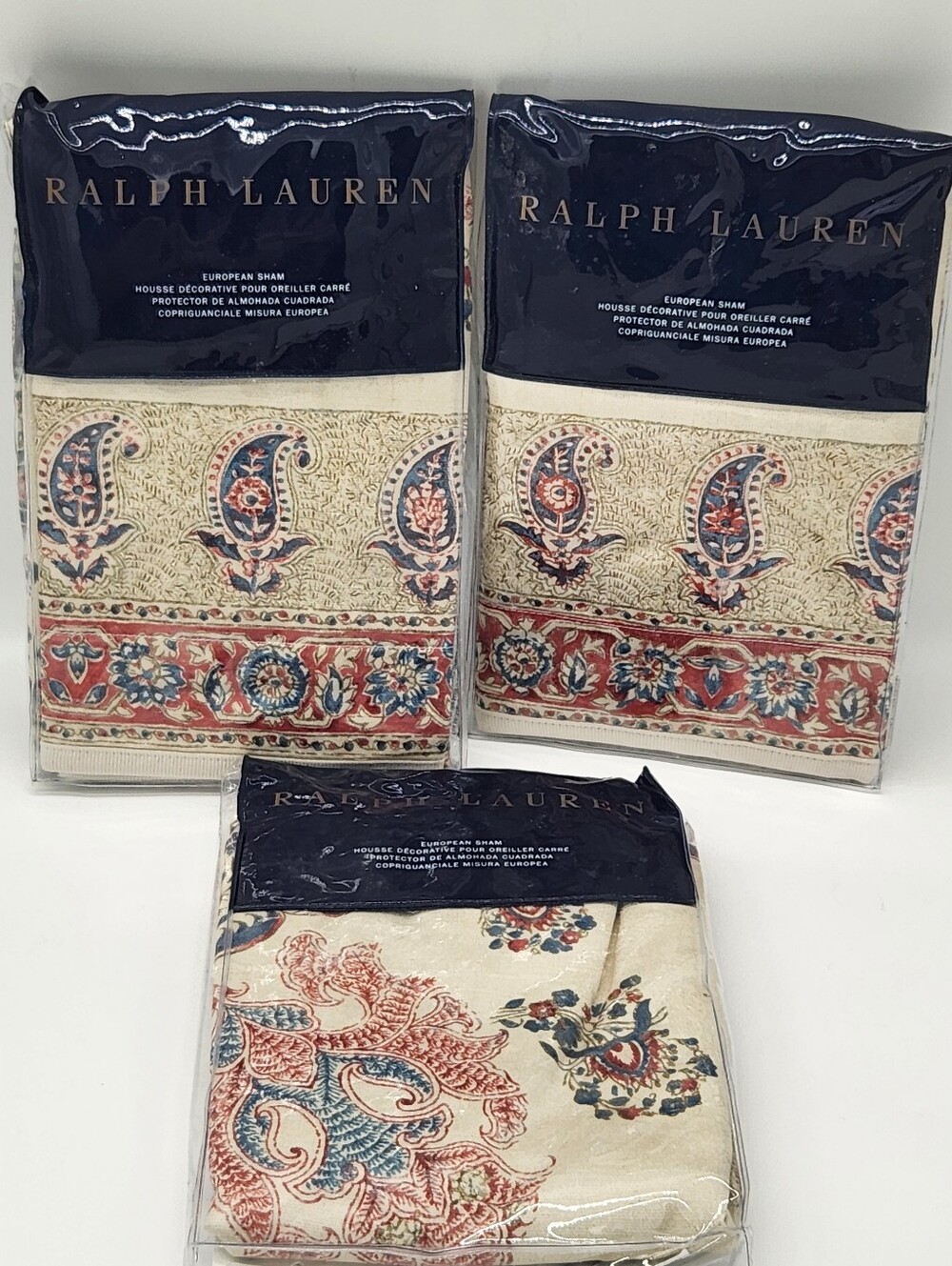 Ralph Lauren Islesboro Fernhill Euro Shams Set of 3 Paisley Floral 26x26